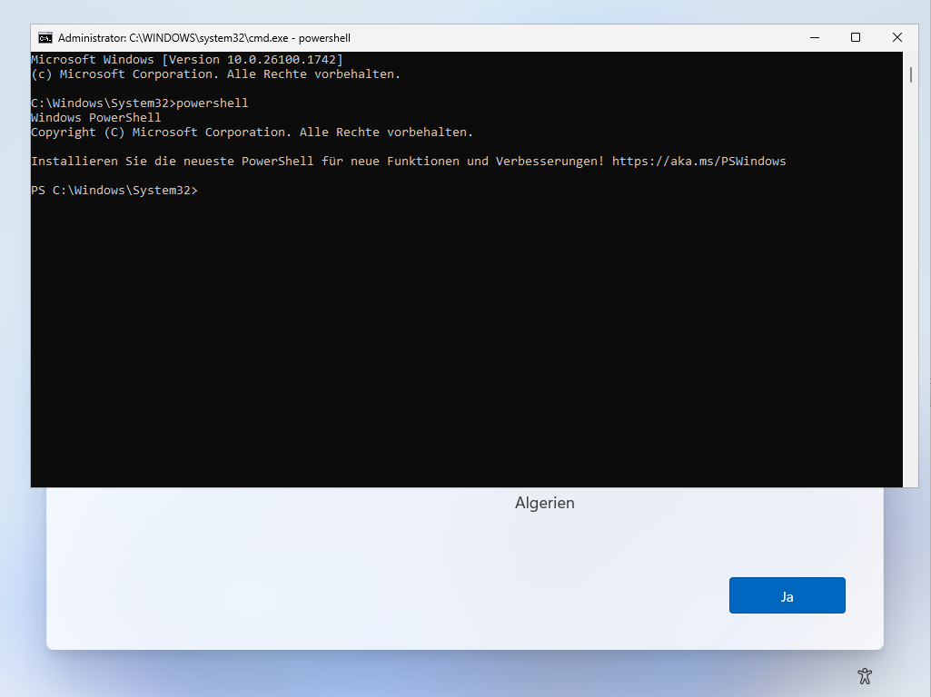 OOBE CMD mit Shift + F10